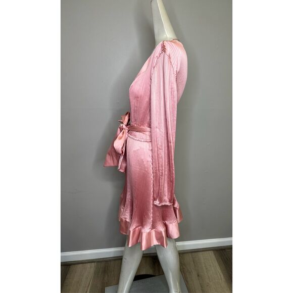 NWT Milly Liv Belted Pleated Satin Minidress Size 4 $425 - Picture 5 of 9